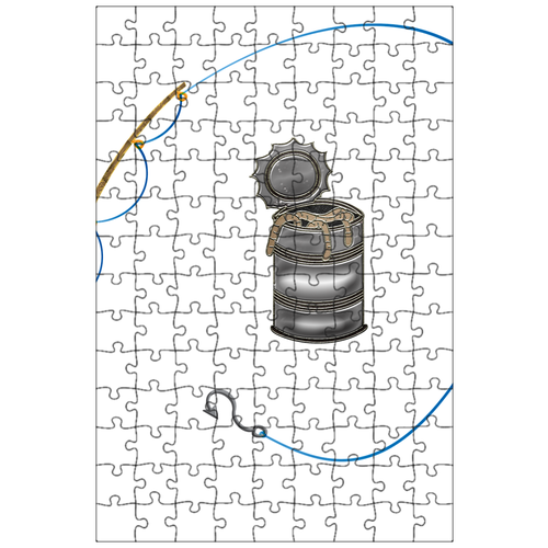 фото Магнитный пазл 27x18см."рыболовная снасть, снасти, корзина" на холодильник lotsprints