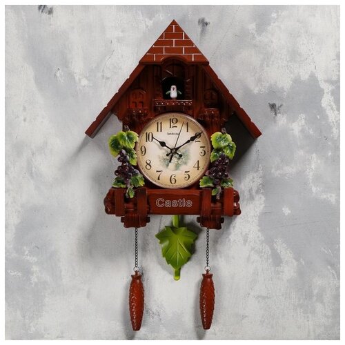 фото Часы настенные с кукушкой "виноградная лоза", плавный ход, 63х10х36 см, коричневые рубин