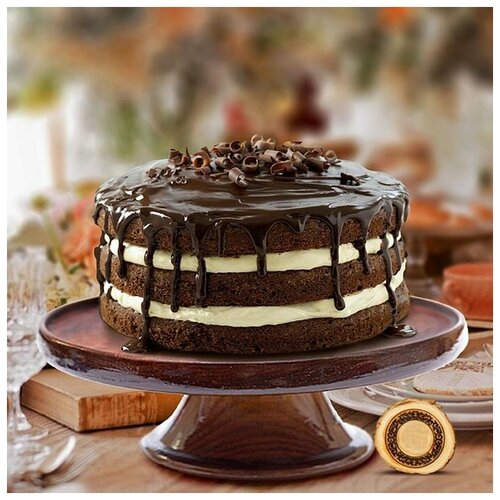 фото Подставка для тортов, из натурального кедра, 26x9 см, цвет шоколадный 4846084 magistro