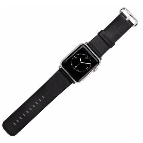 фото Ремешок для часов apple watch натуральная кожа фактурная (черный 42) daprivet