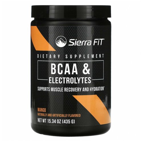 фото Sierra fit, аминокислоты с разветвленными цепями (bcaa) и электролиты, 7 г bcaa, 435 г (манго)