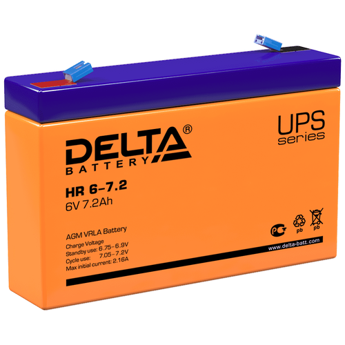 фото Аккумуляторная батарея delta battery hr 6-7.2 7.2 а·ч