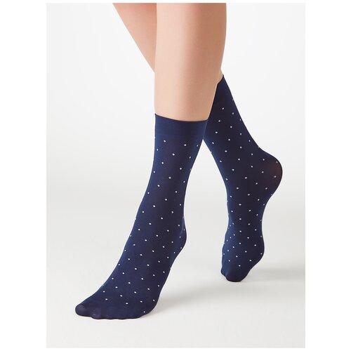 фото Капроновые носки minimi micro pois 70, размер 0 (one size), blu scuro