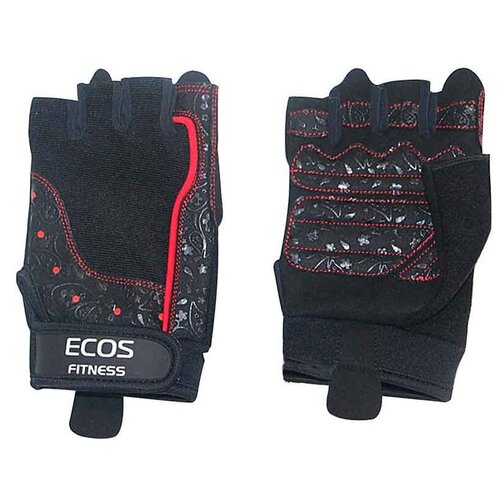 фото Перчатки для фитнеса ecos , женские, цвет -черные с принтом, размер: s, модель: sb-16-1736