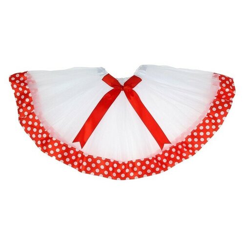 фото Карнавальная юбка "горох" 3-х слойная с бантиком 4-6 лет, цвет красный 3489202 сима-ленд
