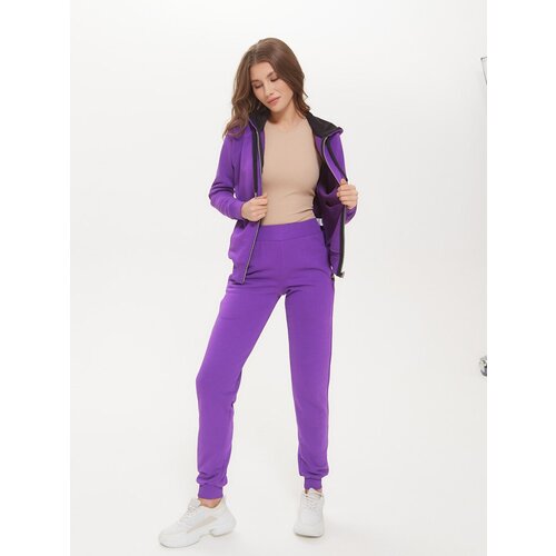 фото Костюм rebelpro, свитшот и брюки, спортивный стиль, прямой силуэт, капюшон, карманы, размер 42, фиолетовый