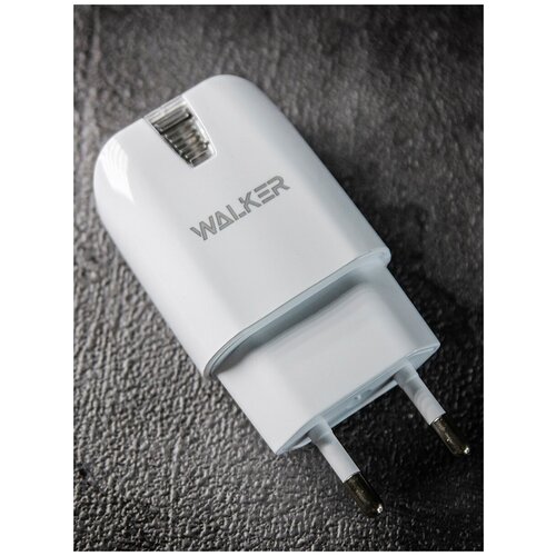 фото Сетевая зарядка walker wh-21, 1xusb, 2a/10вт / сетевое зарядное устройство / зарядное устройство для телефона / адаптер питания / белый