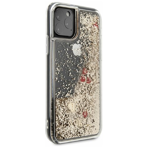 фото Чехол cg mobile guess liquid glitter floating hearts hard для iphone 11 pro, цвет золотой (guhcn58glhrego) guhcn58glhrego