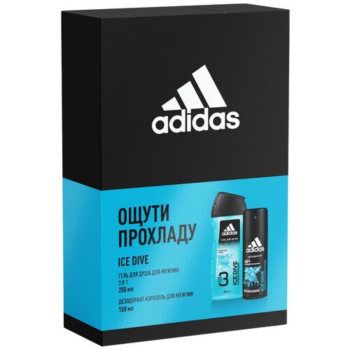фото Adidas подарочный набор для мужчин ice dive: дезодорант 150 мл + гель для душа 250 мл