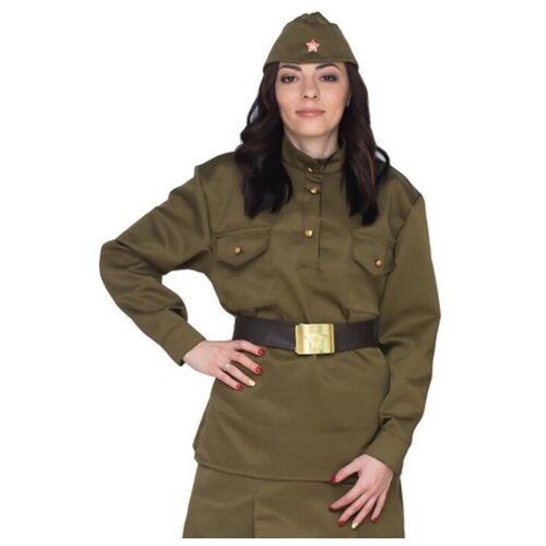 фото Карнавальный костюм солдаточка, пилотка, гимнастёрка, ремень, р. 40-42 4822574 бока