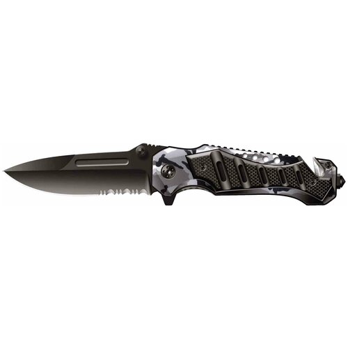 фото Нож складной stinger, 90 мм, (чёрный), материал рукояти: сталь/алюминий (серый камуфляж/чёрный)