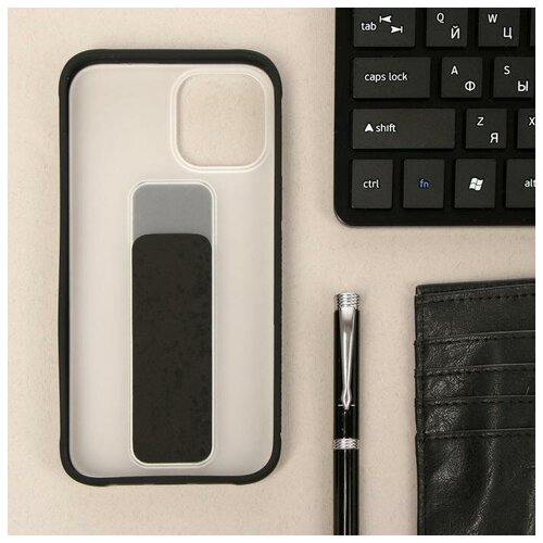 фото Чехол luazon для iphone 12 pro max, с ремешком-подставкой, пластиковый, черный mikimarket