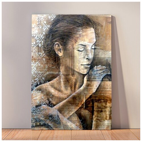 фото Картина "девушка книга", 30x40 см, картина на холсте на деревянном подрамнике с настенным креплением вау холст