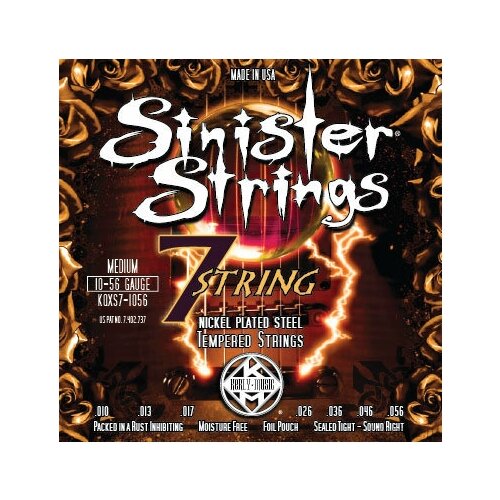 фото Струны для 7-струнной электрогитары kerly kqxs7-1056 sinister 7 strings - nickel plated steel kerly music