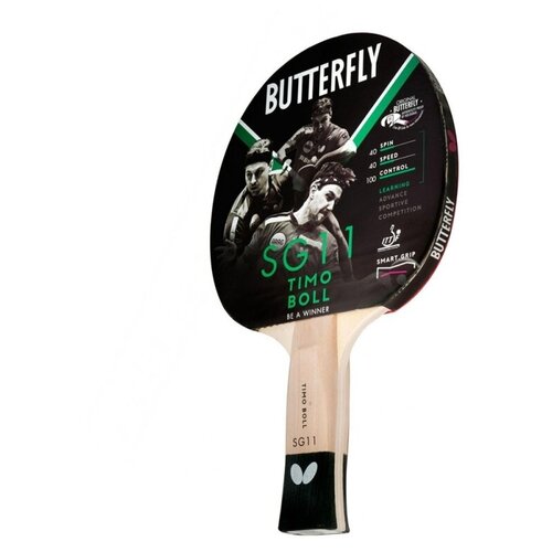 фото Ракетка для настольного тенниса butterfly timo boll sg11, для начинающих, накладка 1,5 мм ittf, анатом./кон. ручка