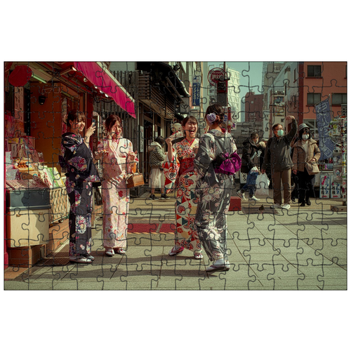 фото Магнитный пазл 27x18см."улица, японский, кимоно" на холодильник lotsprints