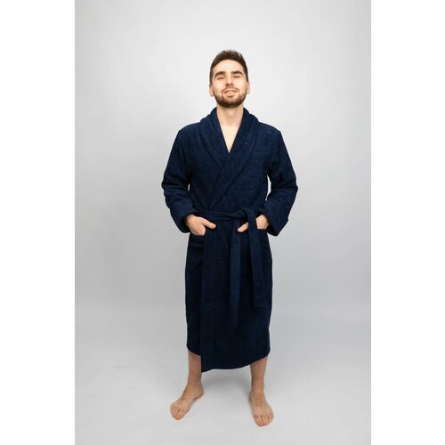 фото Халат ricamo, длинный рукав, банный халат, размер 48, синий