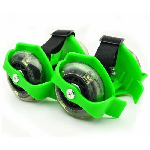 фото Ролики на обувь со светящимися колесами, зеленые