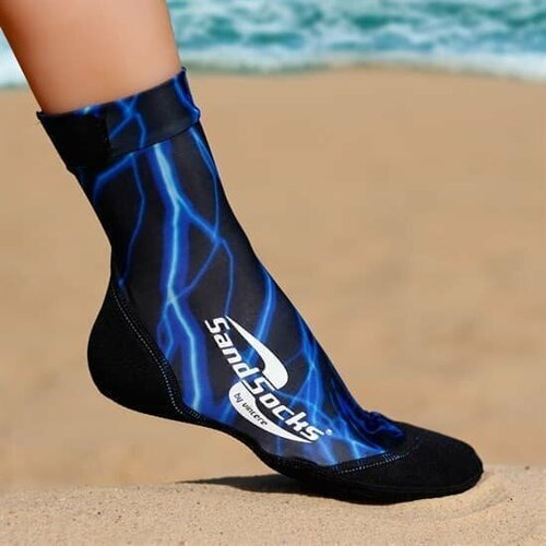 фото (xs) vincere sand socks blue lightning носки для пляжного волейбола черный/синий