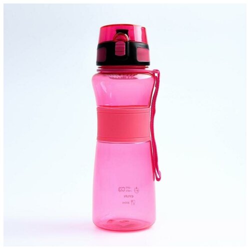фото Бутылка для воды 900 мл, клик, на браслете, розовая, 8.5х26 см yandex market