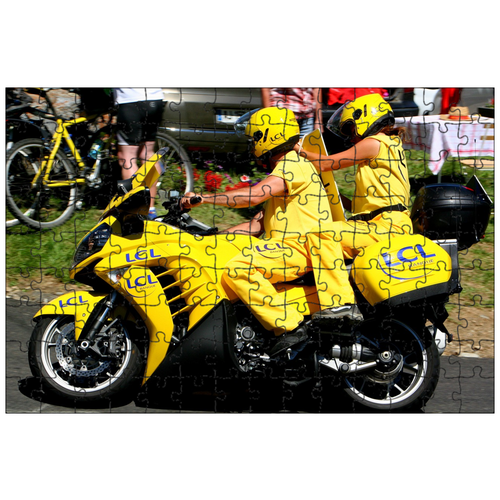 фото Магнитный пазл 27x18см."мотоцикл, желтый, велосипед" на холодильник lotsprints