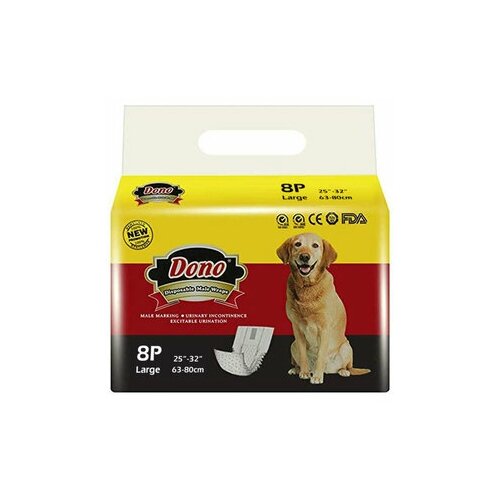 фото Одноразовые впитывающие пояса для кобелей с индикацией наполнения dono male pet diaper, размер l, 8 штук () (2 шт) нет бренда