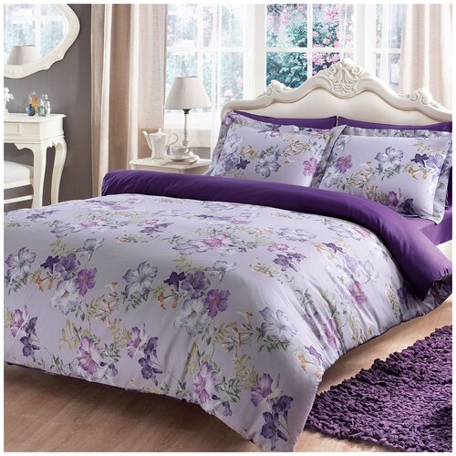 фото Viola сатиновое постельное бельё tivolyo (фиолетовый), 1,5 спальный