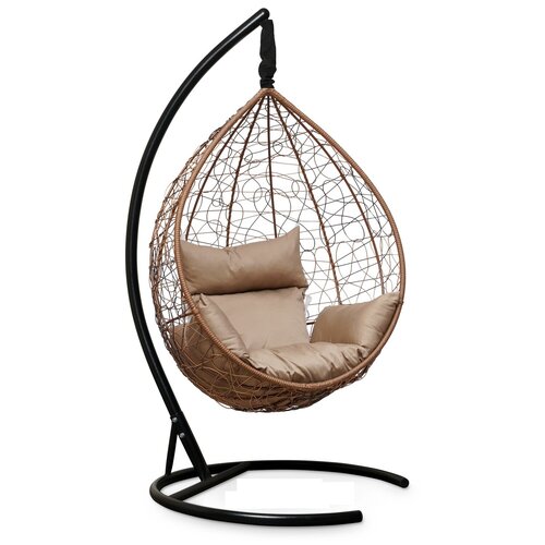 фото Подвесное кресло- кокон laura outdoor sevilla горячий шоколад + каркас (бежевая подушка)