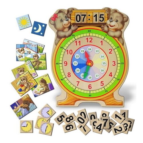фото Часы (игра с карточками) деревянные игрушки