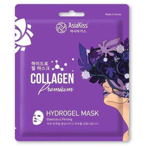 фото Asiakiss маска гидрогелевая с экстрактом коллагена - collagen hydrogel mask, 20г