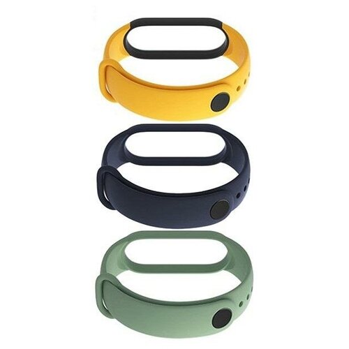 фото Набор браслетов для xiaomi mi band 5/6 <3- pack> navy blue/yellow/mint green