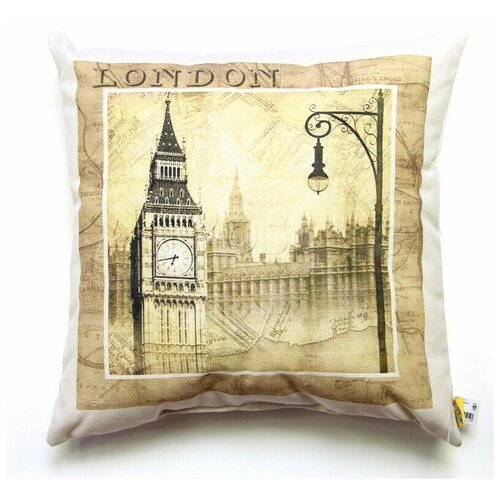 фото Декоративная подушка штучки, к которым тянутся ручки лондон винтаж, биг-бен и фонарь