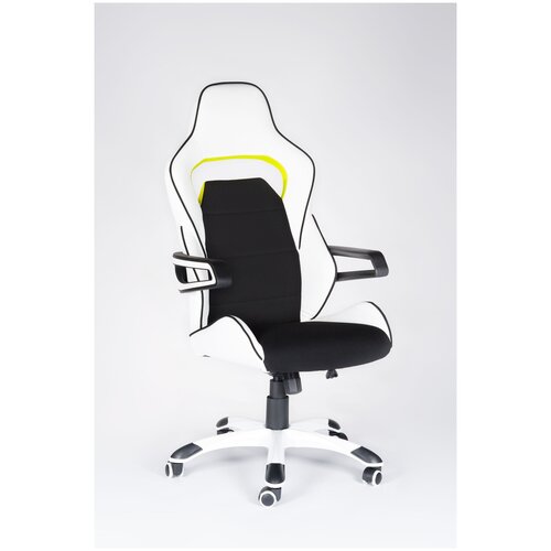 фото Игровое кресло norden chairs джокер z, обивка: текстиль, цвет: экокожа белая/ткань черная