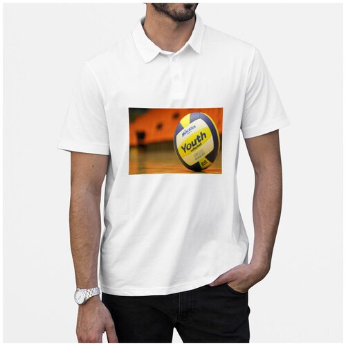 фото Рубашка- поло coolpodarok волейбол волейбольный мяч спорт синий желтый