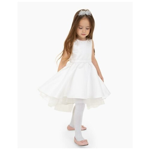 фото Белое пышное сатиновое платье для девочки gloria jeans, размер 18-24мес/92
