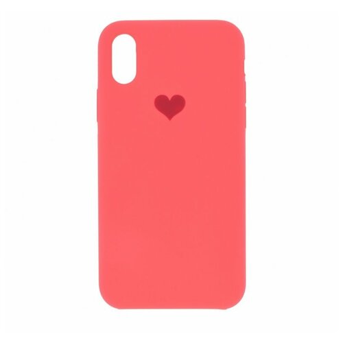 Силиконовый чехол Silicone Case Love для Apple iPhone X / iPhone XS, персиковый