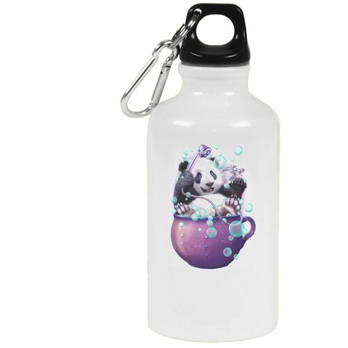 фото Бутылка с карабином coolpodarok панда в кружке с душем пузыри
