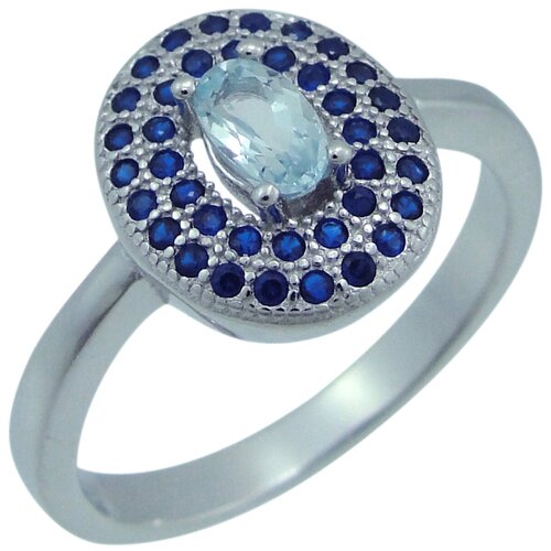 фото Balex кольцо 1405937668 из серебра 925 пробы с топазом голубым природным и сапфиром синтетическим, размер 17