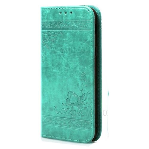 фото Чехол-книжка mypads для iphone 5 / 5s/ se/ 5se (айфон 5/ 5с/ 5се) из качественной импортной искусственной кожи с необычным тиснением «тематика книга в винтажном стиле» ретро мятный зеленый