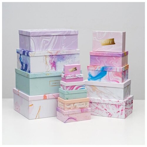 фото Набор коробок подарочных 15 в 1 "текстурный", 12 x 7 x 4 см - 46.6 x 35.2 x 17.5 см дарите счастье