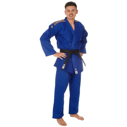 фото Кимоно для дзюдо champion 2 ijf slim fit premium синее с золотыми полосками (размер 185 см) adidas