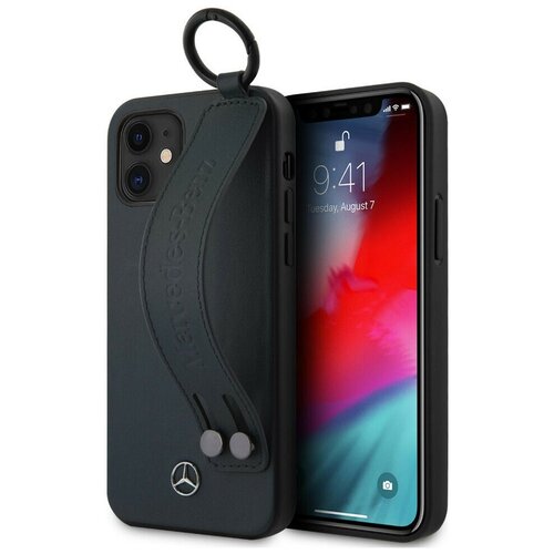 фото Чехол cg mobile mercedes genuine leather with hand strap hard для iphone 12 mini, цвет синий (mehcp12slssna)