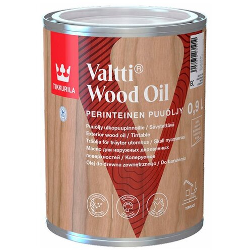 фото Масло tikkurila valtti wood oil для наружных деревянных поверхностей основа ec 0,9 л