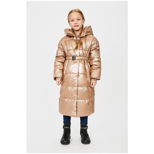 фото Куртка (эко пух) baon блестящее пальто (эко пух) для девочки baon, размер: 146, бежевый