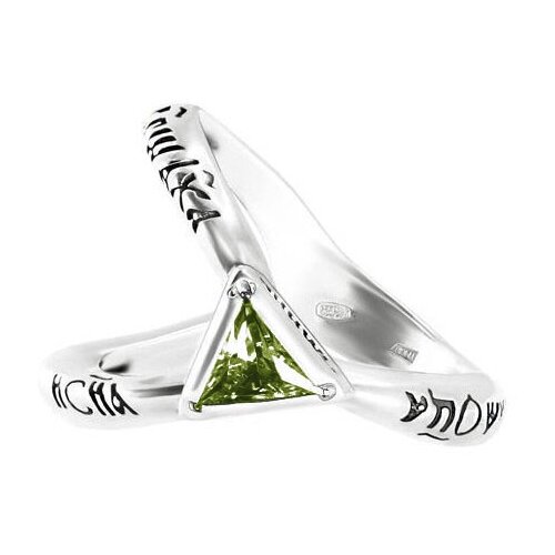 фото София кольцо с оливковым фианитом из серебра 762, размер 19