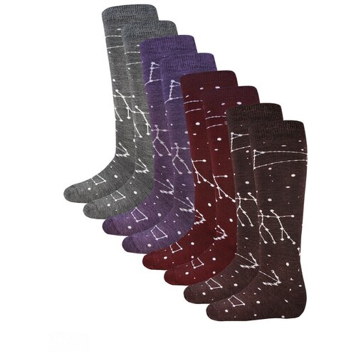 фото Гольфы женские status созвездия, 8 пар, цвет серый, коричневый, бордовый, сиреневый, размер 23-25