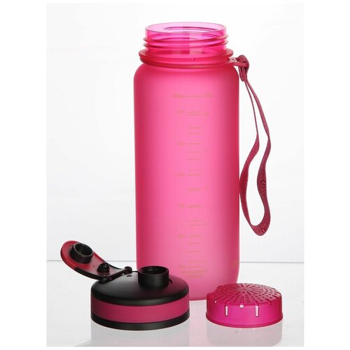 фото Бутылка для воды с сеточкой и мерной шкалой uzspace тритан 650мл цв.розовый