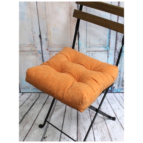 фото Подушка для сидения на стул без завязок matex velours корраловый, чехол не съемный, ткань велюр, 40х40 см матекс