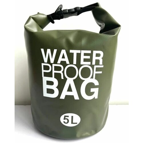 фото Герморюкзак водонепроницаемый, гермомешок водоотталкивающий 5 литров, water proof bag, гермосумка темно-зеленая (хаки) нет бренда