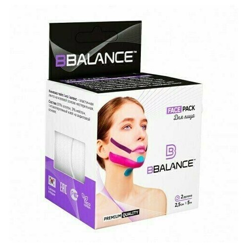 фото Кинезио тейп для лица bb face tape™ 2,5см*10м белый bbalance